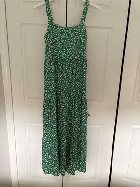 Green Floral Tiered Maxi Skirt - Women's